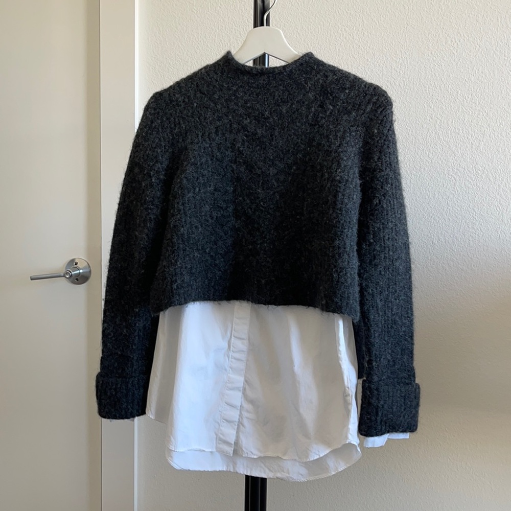 All Saints Black and White Layered Sweater